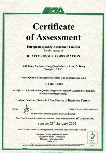 China HUATEC  GROUP  CORPORATION Certificaten