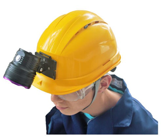 DG-90H Helmet Mounted 365nm UV LED Light 8000uw/cm² Hands-Free NDT Lamp