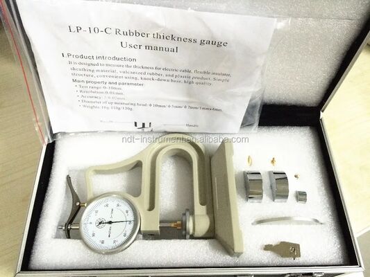 LP-10-C Rubber Dikte Gauge 0-10mm 0,01mm Resolutie voor Plastic Rubber