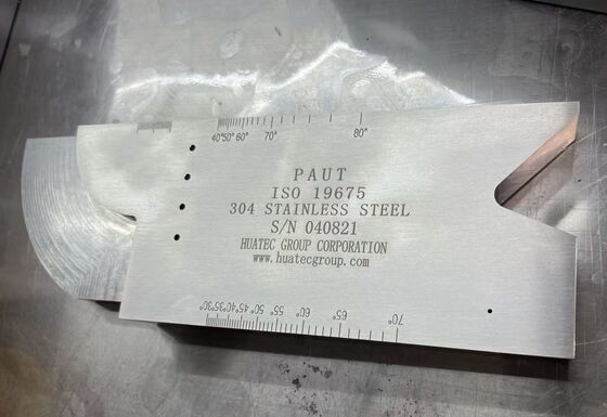 Fase-array radius kalibratie blok met 63 SDH door gaten voor ultrasone testen