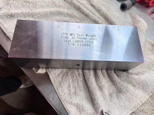 177N MPI Testgewicht 1018 Carbon Steel Magnetische deeltjesinspectie Kalibratieblok Voldoen aan ASME JB/T6066-2005 DC Magnetische Yoke Lifting Force Test Sample