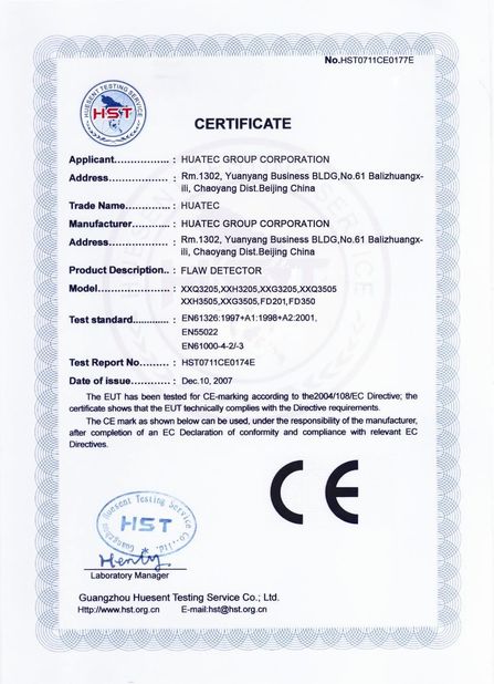China HUATEC  GROUP  CORPORATION Certificaten